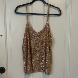 Venti6 Sparkling Sequin Camisole in Rose Gold (M)